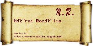 Mérai Rozália névjegykártya